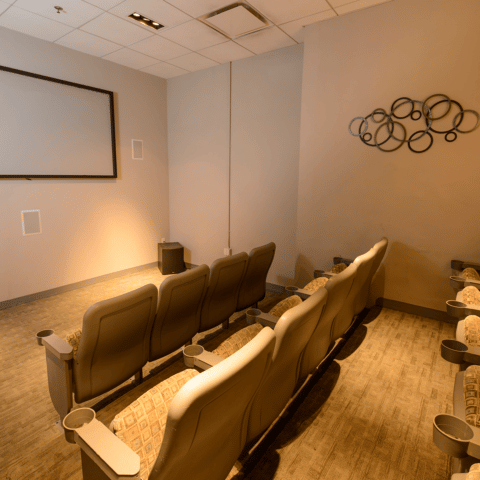 Movie screening room at apartment in Wilmington, DE