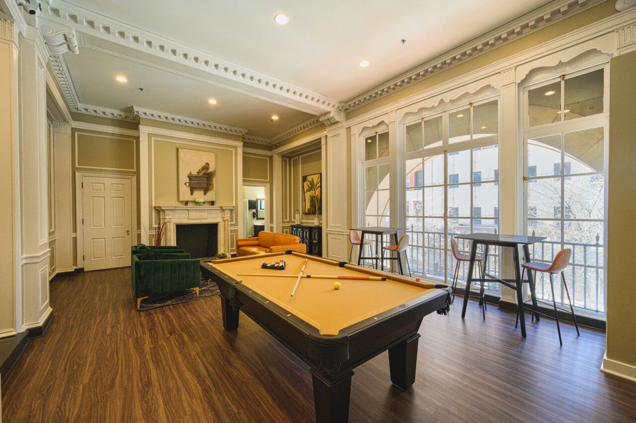 Resident Lounge with Pool Table Residences at Rodney Square